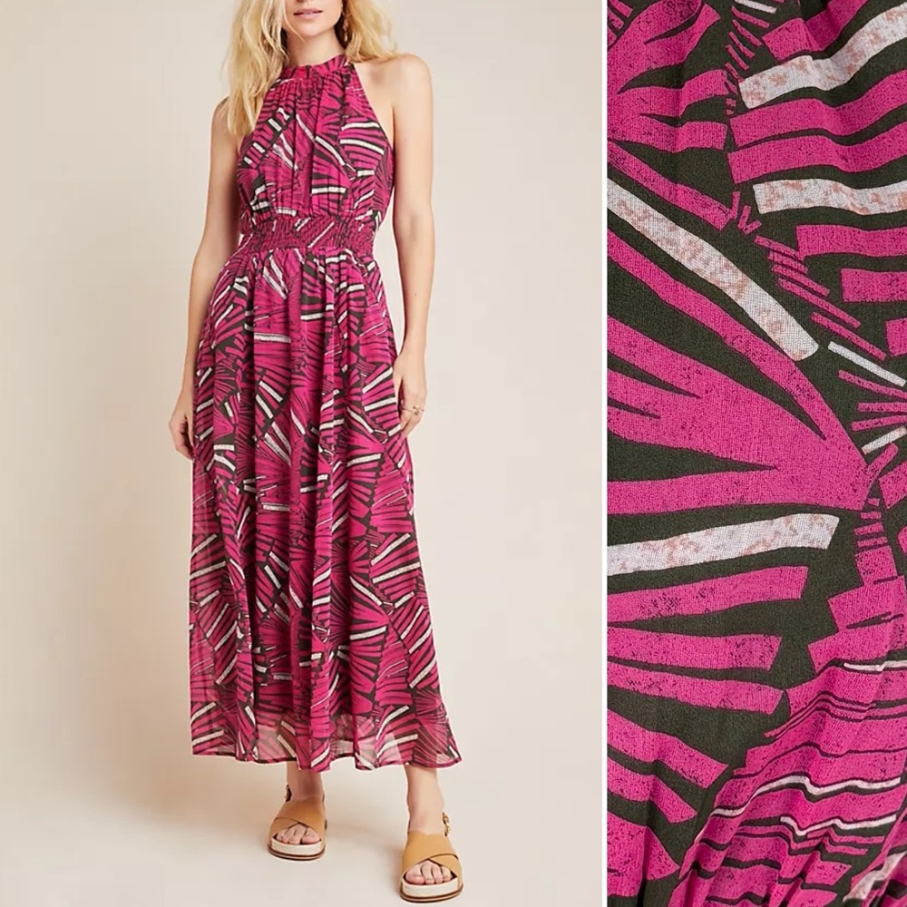 MAEVE by Anthropologie Kelli Maxi Dress Pink Sz M NWT